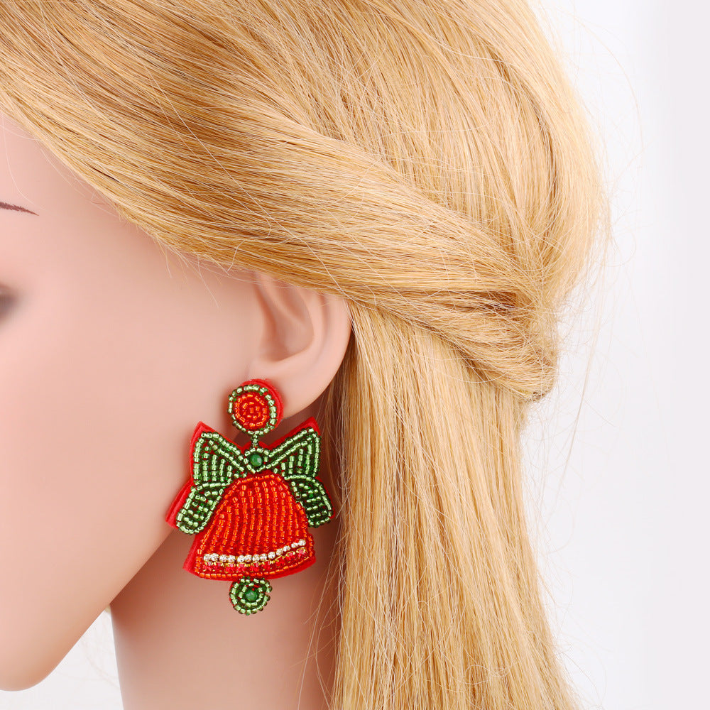 Christmas Bell Seed Bead Earrings E8275