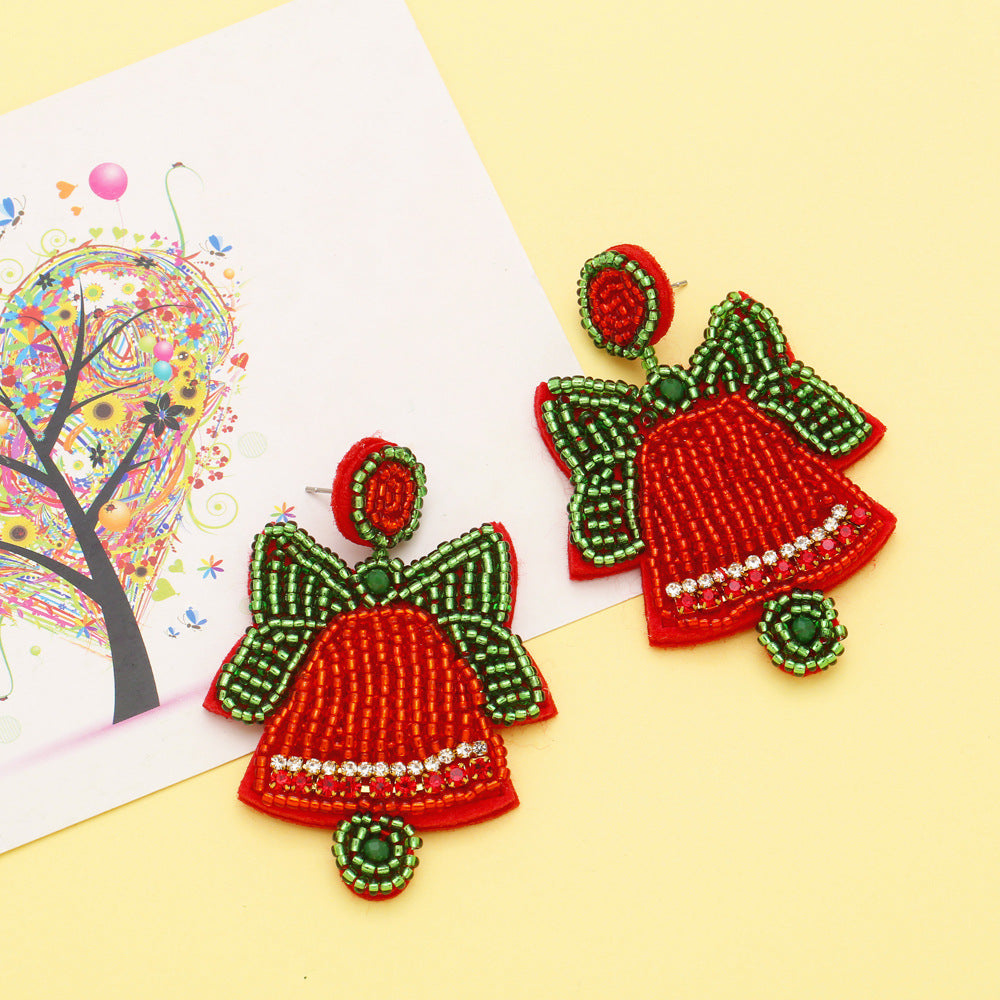 Christmas Bell Seed Bead Earrings E8275