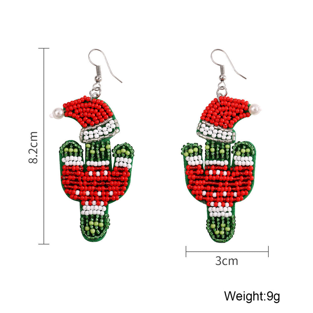 Christmas Cactus Seed Bead Earrings E8276