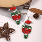 Christmas Cactus Seed Bead Earrings E8276
