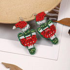Christmas Cactus Seed Bead Earrings E8276