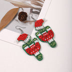 Christmas Cactus Seed Bead Earrings E8276
