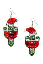 Christmas Cactus Seed Bead Earrings E8276
