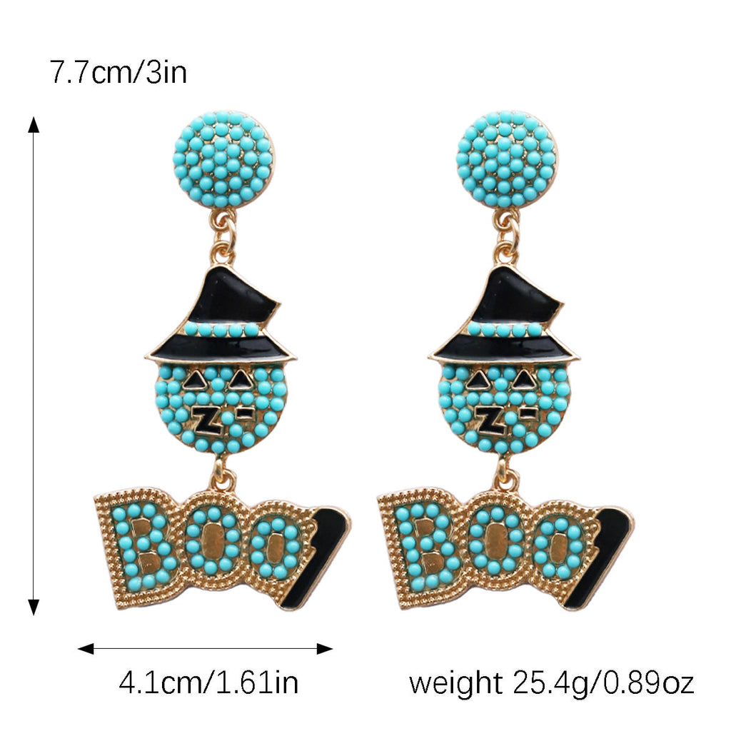 Pumpkin BOO Bead Earrings E8277