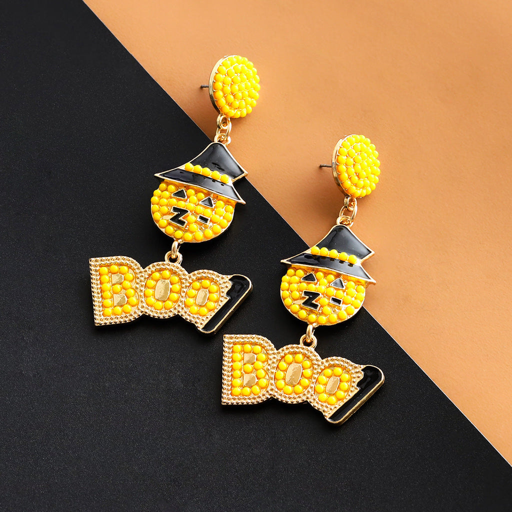 Pumpkin BOO Bead Earrings E8277