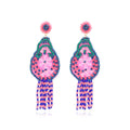 Floral Braided Seed Bead Tassel Earrings E8309