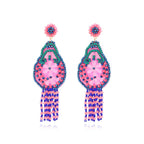 Floral Braided Seed Bead Tassel Earrings E8309