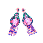 Floral Braided Seed Bead Tassel Earrings E8309