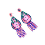 Floral Braided Seed Bead Tassel Earrings E8309