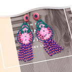 Floral Braided Seed Bead Tassel Earrings E8309