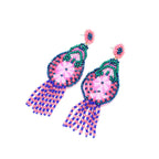 Floral Braided Seed Bead Tassel Earrings E8309