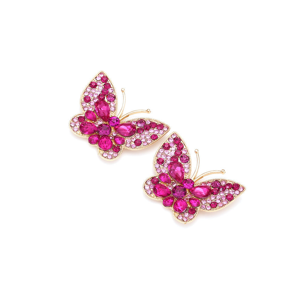 Butterfly Rhinestone Stud Earrings E8317