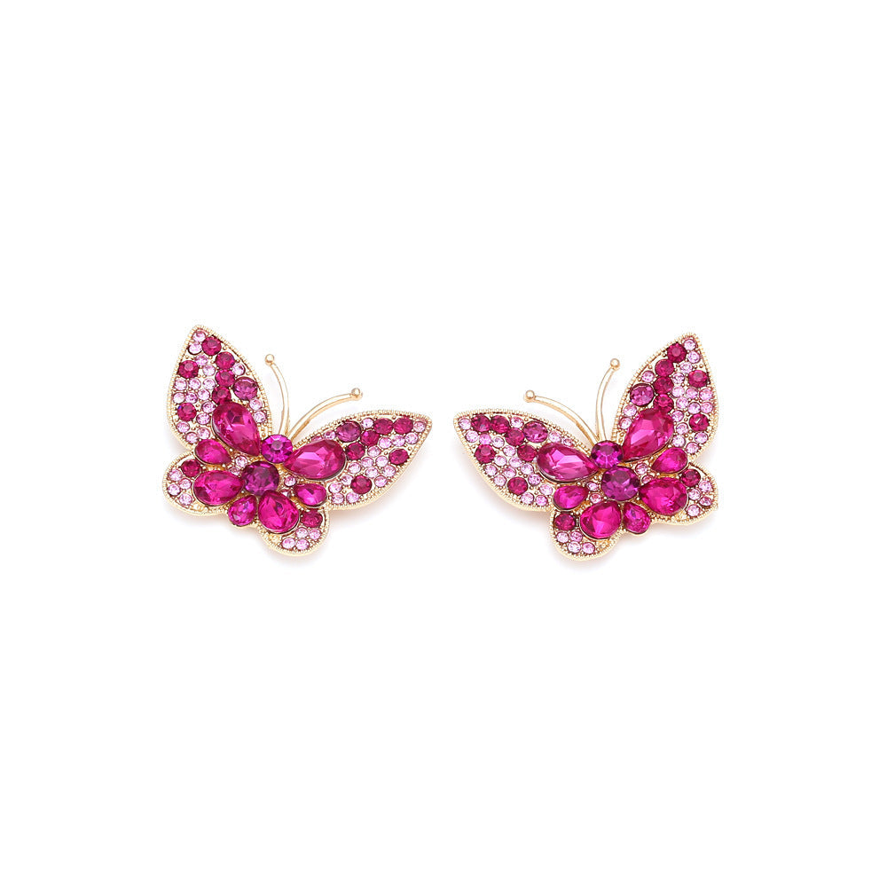 Butterfly Rhinestone Stud Earrings E8317