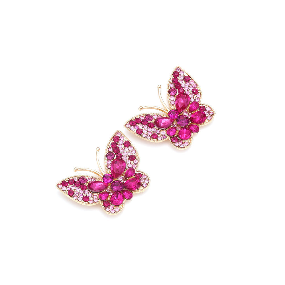 Butterfly Rhinestone Stud Earrings E8317