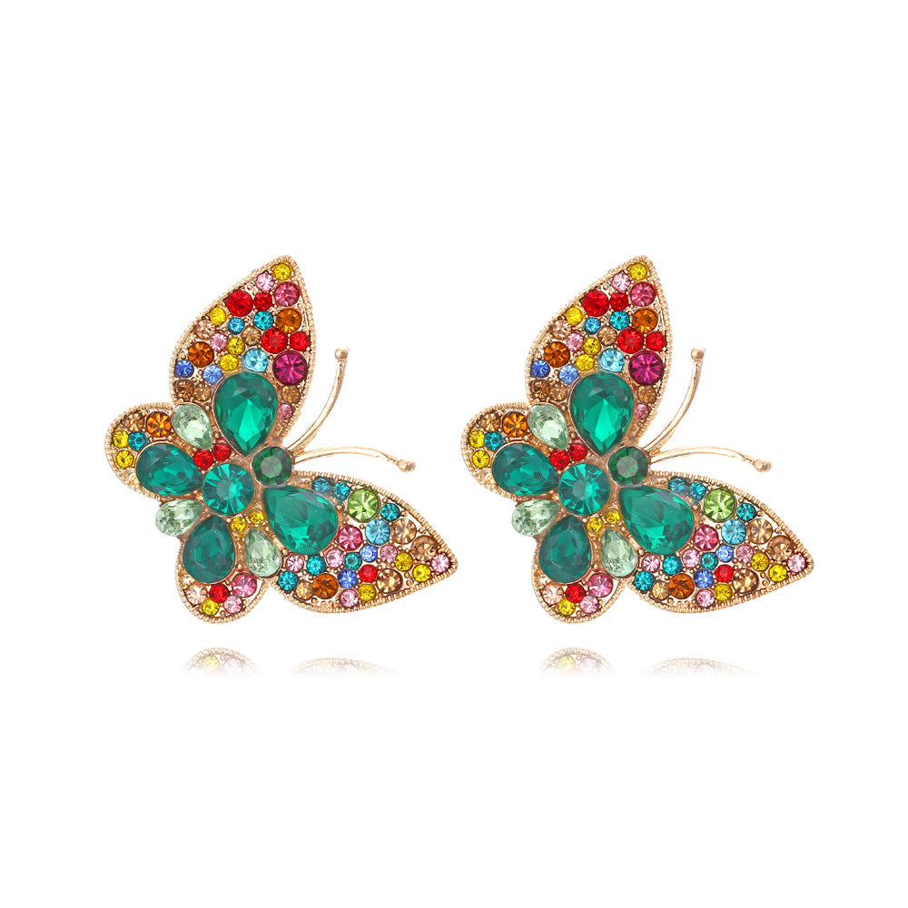 Butterfly Rhinestone Stud Earrings E8317