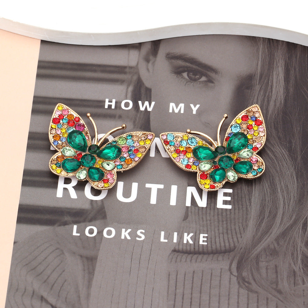 Butterfly Rhinestone Stud Earrings E8317