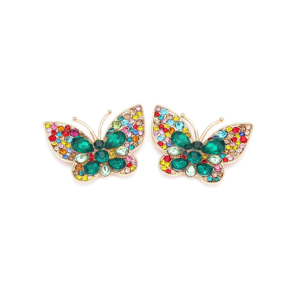 Butterfly Rhinestone Stud Earrings E8317