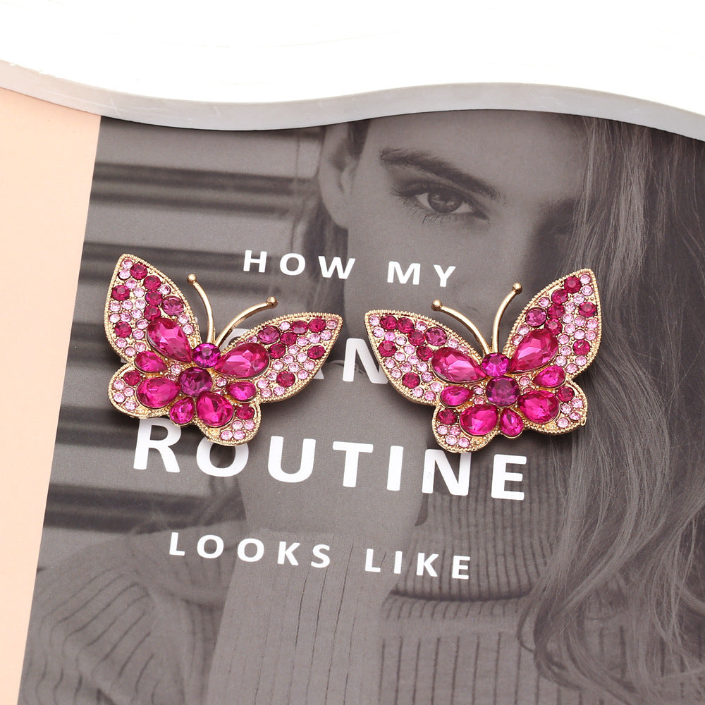 Butterfly Rhinestone Stud Earrings E8317