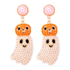 Pumpkin Ghost Bead Earrings E8330