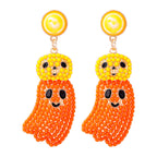 Pumpkin Ghost Bead Earrings E8330