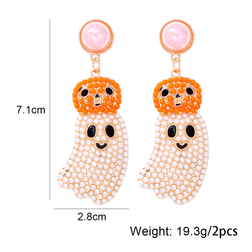 Pumpkin Ghost Bead Earrings E8330