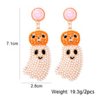 Pumpkin Ghost Bead Earrings E8330