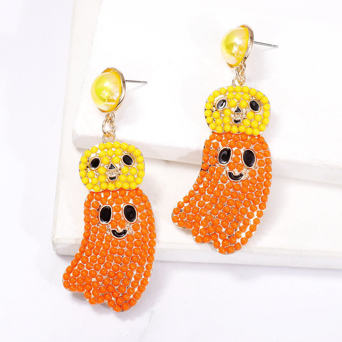 Pumpkin Ghost Bead Earrings E8330
