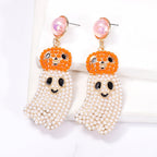 Pumpkin Ghost Bead Earrings E8330