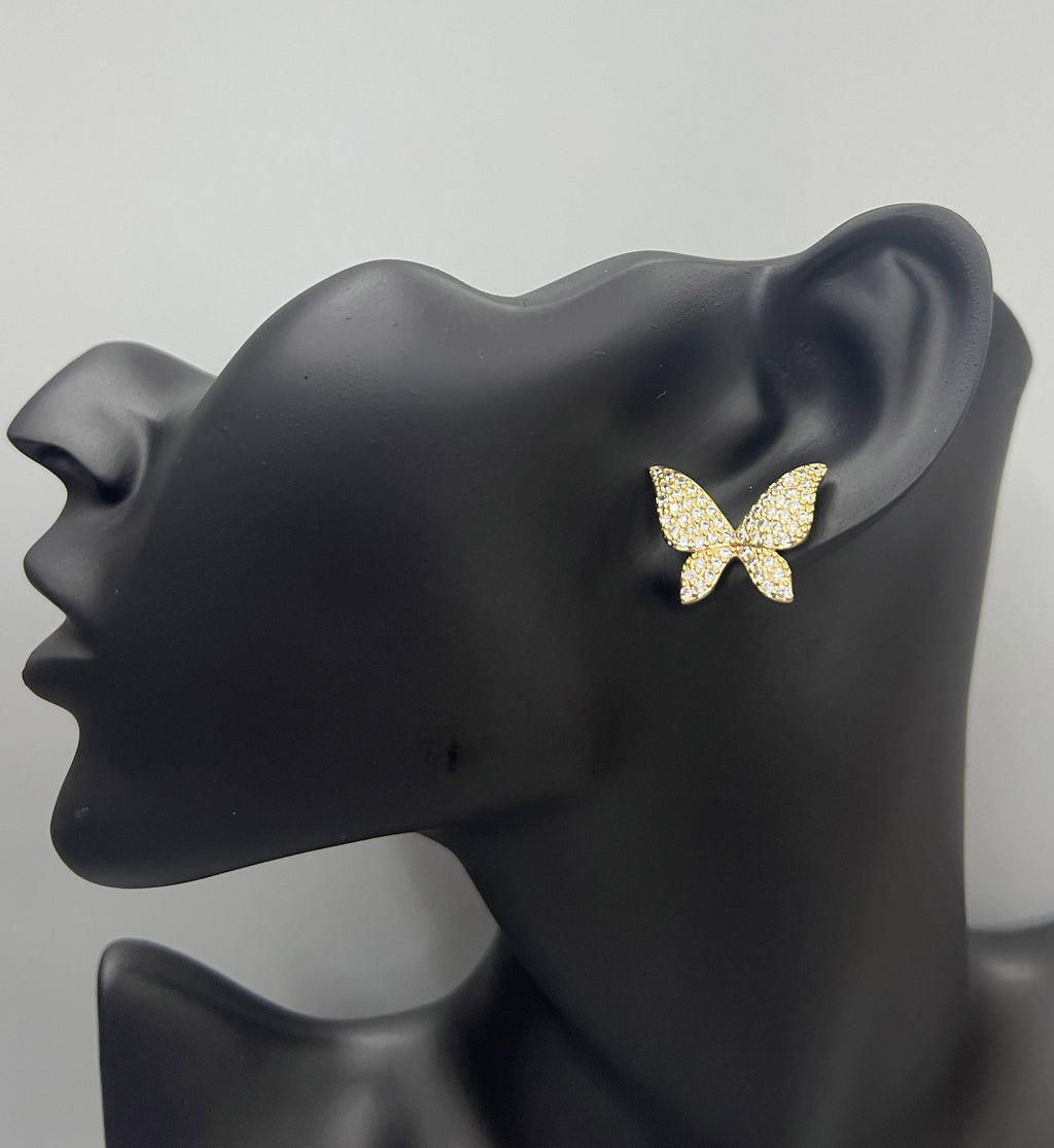 Butterfly Cubic Zirconia Stud Earrings E8353
