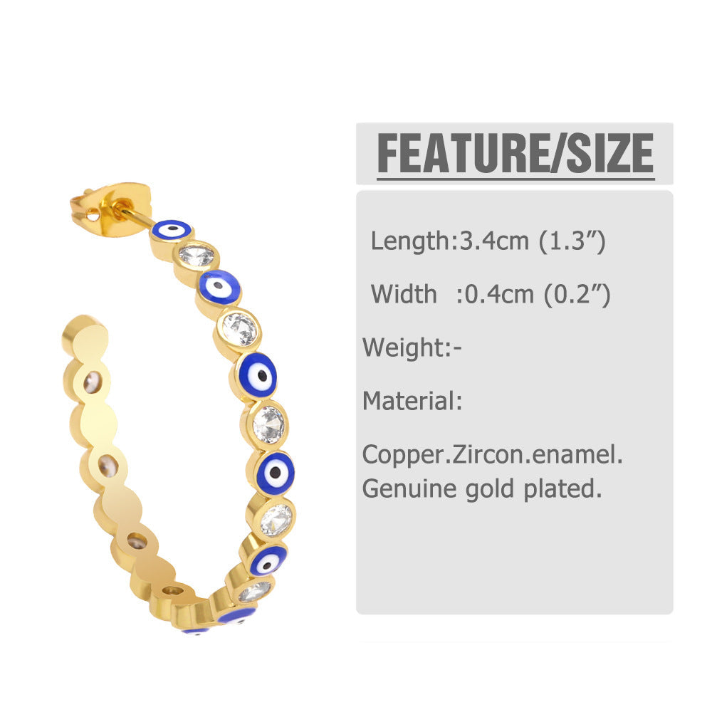 Evil Eye Cubic Zirconia Hoop Earrings E8359
