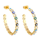 Evil Eye Cubic Zirconia Hoop Earrings E8359
