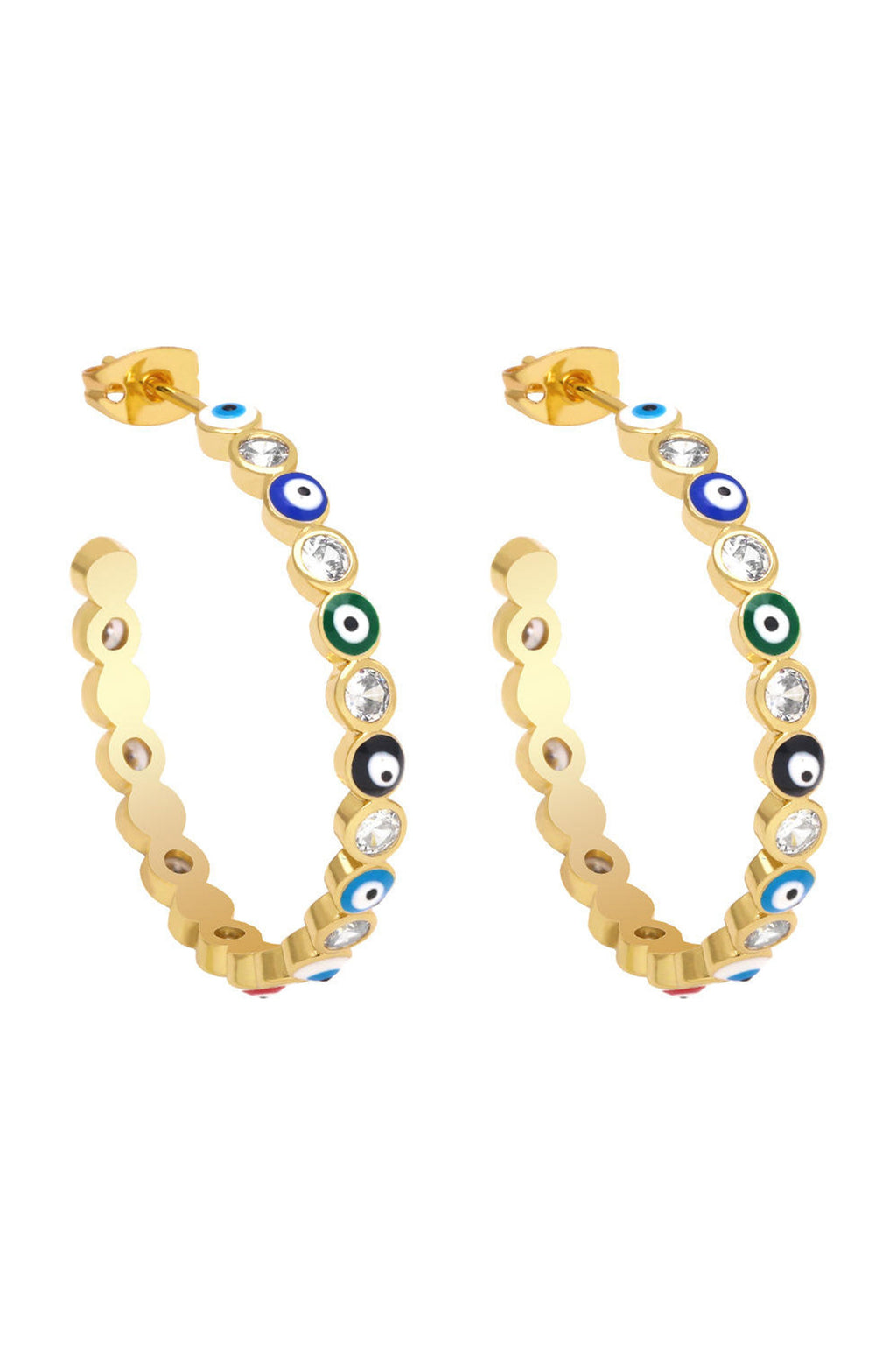 Evil Eye Cubic Zirconia Hoop Earrings E8359