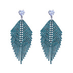 Leaf Tassel Rhinestone Earrings E8384
