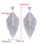 Leaf Tassel Rhinestone Earrings E8384