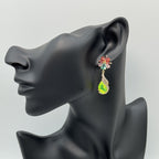 Floral Cubic Zirconia Peacock Teardrop Earrings E8404