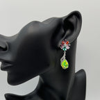Floral Cubic Zirconia Peacock Teardrop Earrings E8404