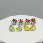 Floral Cubic Zirconia Peacock Teardrop Earrings E8404