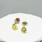 Floral Cubic Zirconia Peacock Teardrop Earrings E8404