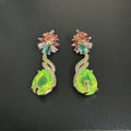 Floral Cubic Zirconia Peacock Teardrop Earrings E8404
