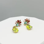 Floral Cubic Zirconia Peacock Teardrop Earrings E8404