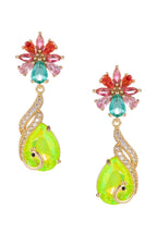 Floral Cubic Zirconia Peacock Teardrop Earrings E8404