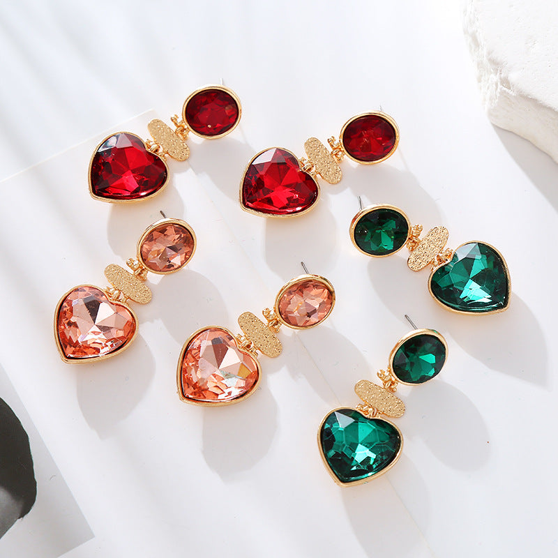 Geometry Heart Glass Drill Earrings E8405