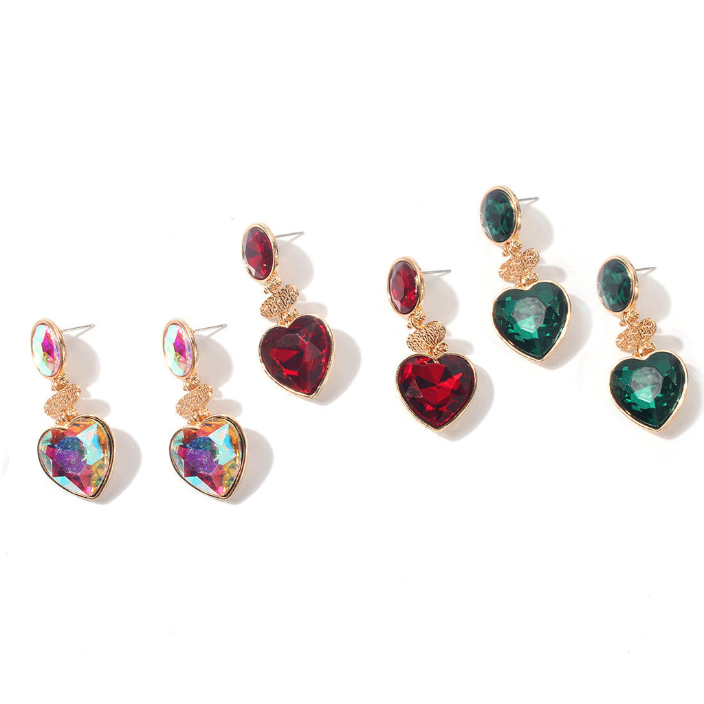 Geometry Heart Glass Drill Earrings E8405