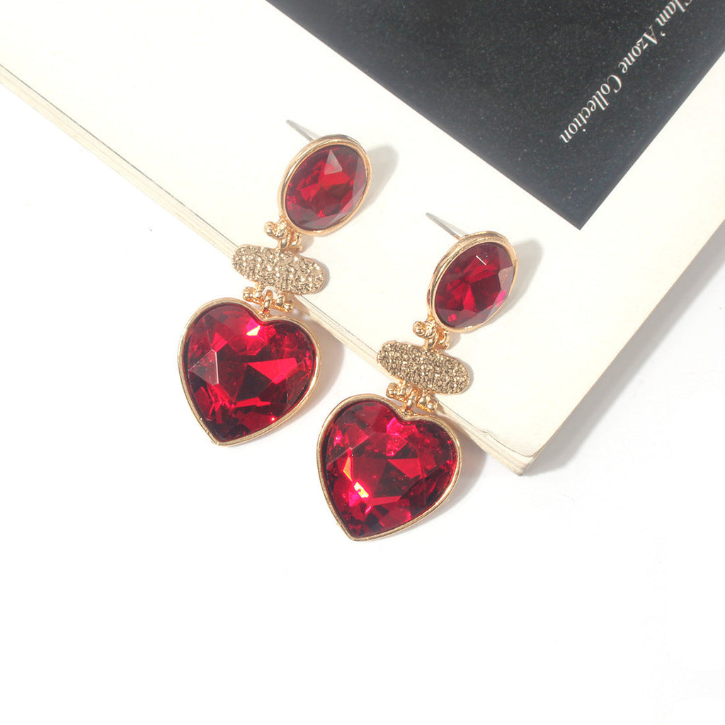 Geometry Heart Glass Drill Earrings E8405