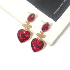 Geometry Heart Glass Drill Earrings E8405