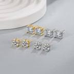 4MM Square Cubic Zirconia Stud Earrings E8429