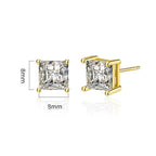 4MM Square Cubic Zirconia Stud Earrings E8429