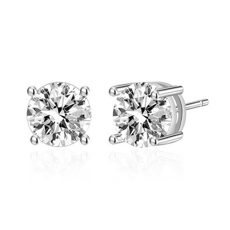 4MM Circle Cubic Zirconia Stud Earrings E8430