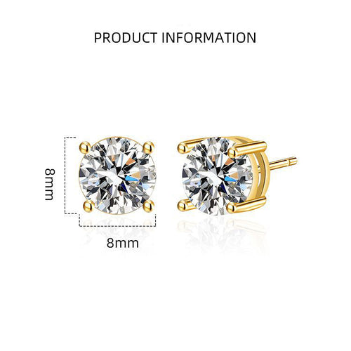 4MM Circle Cubic Zirconia Stud Earrings E8430