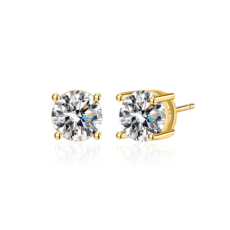 4MM Circle Cubic Zirconia Stud Earrings E8430